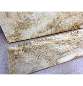 Клён Белый Явор, Волнистый заготовка на топ Смешанный А Волна ААА 20х146-176х530 мм - 2 шт. (книжкой) Уценка-потемнения-10
