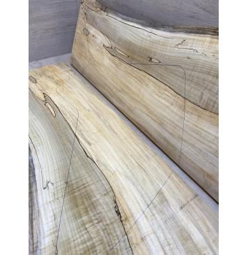 Клён Американский Spalted Волнистый заготовка на топ Смешанный ААА Волна А 20.5х230-260х630-720 мм - 2шт (книжкой)-2