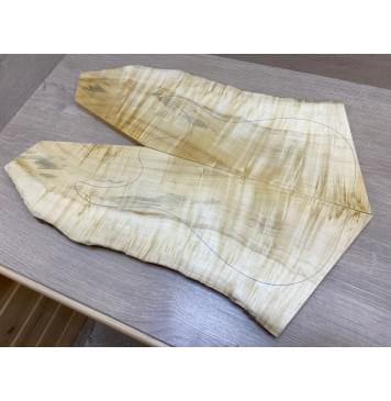 Клён Американский Волнистый заготовка на топ Смешанный ААА Волна А 19.5х170-190х560 мм - 2 шт. (книжкой)-0