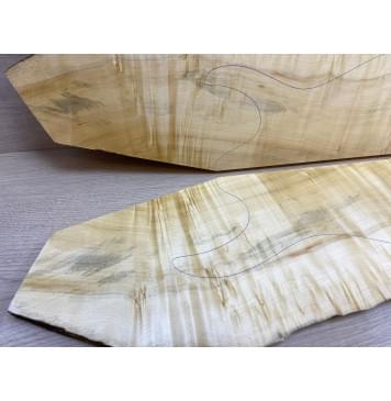 Клён Американский Волнистый заготовка на топ Смешанный ААА Волна А 19.5х170-190х560 мм - 2 шт. (книжкой)-1