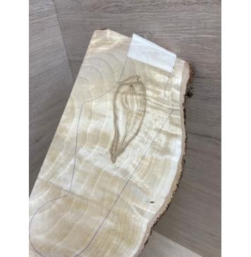 Берёза Пламенная заготовка накладки на головку грифа Смешанный ААА Волна А 7.5х(90-110-90)х225 мм-3