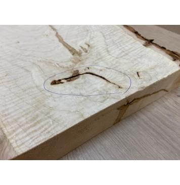 Клён Белый Явор, Волнистый заготовка корпуса для Тревел гитары Тангент А Волна ААА 42х240-370х402 мм (Массив) Уценка-трещина-6