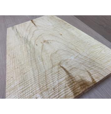 Клён Белый Явор, Волнистый заготовка корпуса для Тревел гитары Тангент А Волна ААА 42х240-370х402 мм (Массив) Уценка-трещина-13