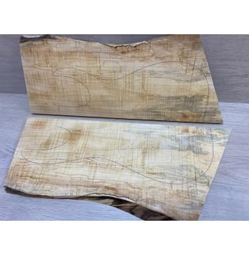 Клён Американский Волнистый заготовка на топ Смешанный АА Волна АА 20х190-205х400-525 мм - 2 шт. (книжкой)-6