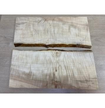 Клён Американский Волнистый заготовка на топ Смешанный АА Волна ААА 19х200х490 мм - 2 шт. (книжкой) Уценка-трещины-26