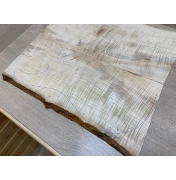 Клён Американский Волнистый заготовка на топ Смешанный АА Волна ААА 19х200х490 мм - 2 шт. (книжкой) Уценка-трещины-24