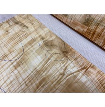 Клён Американский Волнистый заготовка на топ Смешанный АА Волна ААА 19х200х490 мм - 2 шт. (книжкой) Уценка-трещины-22