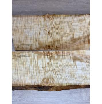 Клён Американский Волнистый заготовка на топ Смешанный АА Волна ААА 19х200х490 мм - 2 шт. (книжкой) Уценка-трещины-12