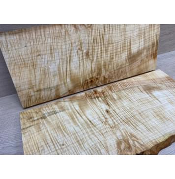 Клён Американский Волнистый заготовка на топ Смешанный АА Волна ААА 19х200х490 мм - 2 шт. (книжкой) Уценка-трещины-11