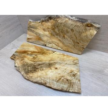 Клён Американский Волнистый заготовка на топ Смешанный АА Волна А 17х180х230-210 мм - 2 шт. (книжкой) Уценка-трещины-10