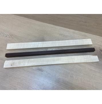 Клен Белый Явор, Волнистый/Венге заготовка для переклеенного грифа безголовой гитары Радиал АА Волна ААА 22.5х(43.5-20-43.5)х570 мм - из 3х частей-0