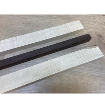 Клен Белый Явор, Волнистый/Венге заготовка для переклеенного грифа безголовой гитары Радиал АА Волна ААА 22.5х(43.5-20-43.5)х570 мм - из 3х частей-1