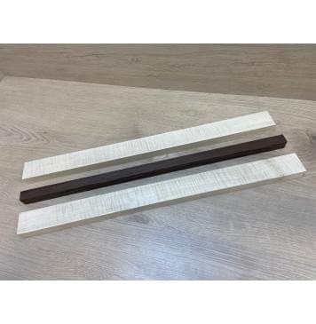 Клен Белый Явор, Волнистый/Венге заготовка для переклеенного грифа безголовой гитары Радиал АА Волна ААА 22.5х(43.5-20-43.5)х570 мм - из 3х частей-6