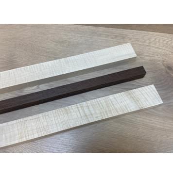 Клен Белый Явор, Волнистый/Венге заготовка для переклеенного грифа безголовой гитары Радиал АА Волна ААА 22.5х(43.5-20-43.5)х570 мм - из 3х частей-7