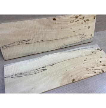 Клён Американский Spalted Волнистый заготовка на топ под заливку Смешанный А Волна АА 12.5х176-156х515 мм (2 шт книжкой) АКЦИЯ-8