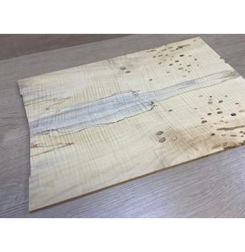 Клён Американский Spalted Волнистый заготовка на топ под заливку Смешанный А Волна АА 9.5х168-148х500 мм (2 шт книжкой)-3