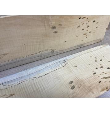 Клён Американский Spalted Волнистый заготовка на топ под заливку Смешанный А Волна АА 9.5х168-148х500 мм (2 шт книжкой)-7
