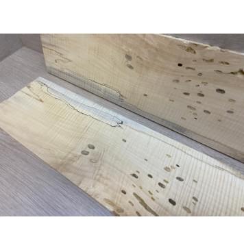 Клён Американский Spalted Волнистый заготовка на топ под заливку Смешанный А Волна АА 9.5х168-148х500 мм (2 шт книжкой)-8