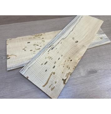 Клён Американский Spalted Волнистый заготовка на топ под заливку Смешанный А Волна АА 9.5х168-148х500 мм (2 шт книжкой)-9