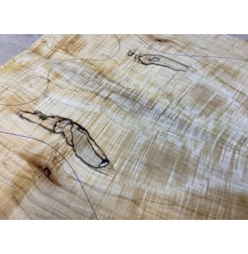 Клён Американский Волнистый заготовка на топ Смешанный АА Волна АА 17х192х460-440 мм - 2 шт. (книжкой)-0