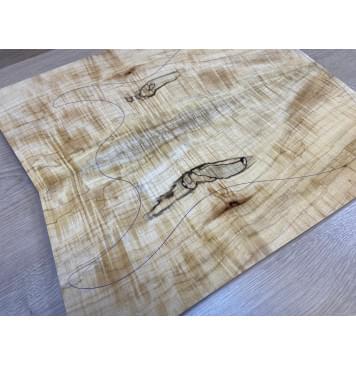 Клён Американский Волнистый заготовка на топ Смешанный АА Волна АА 17х192х460-440 мм - 2 шт. (книжкой)-3