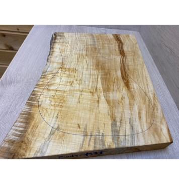 Клён Американский Волнистый заготовка корпуса Смешанный ААА Волна А 42х355х515 мм (Массив)-16