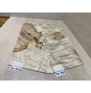 Клён Чёрный Явор, Волнистый заготовка на топ под заливку Смешанный А Волна ААА 3х180-175х мм - 2 шт. (книжкой)-4