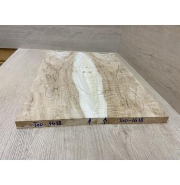 Клён Американский Волнистый заготовка на топ Смешанный А Волна ААА 20.5х180х500 мм - 2 шт. (книжкой) Уценка-трещины-7