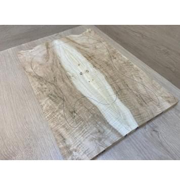 Клён Американский Волнистый заготовка на топ Смешанный А Волна ААА 20.5х180х500 мм - 2 шт. (книжкой) Уценка-трещины-8