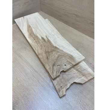 Клён Американский Волнистый заготовка на топ Смешанный А Волна ААА 20.5х180х500 мм - 2 шт. (книжкой) Уценка-трещины-12