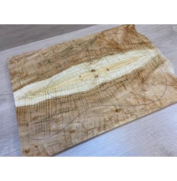 Клён Американский Волнистый заготовка на топ Смешанный А Волна ААА 20.5х180х500 мм - 2 шт. (книжкой) Уценка-трещины-14