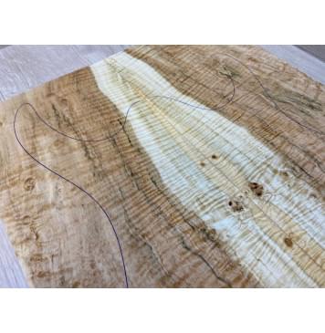 Клён Американский Волнистый заготовка на топ Смешанный А Волна ААА 20.5х180х500 мм - 2 шт. (книжкой) Уценка-трещины-16