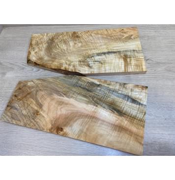 Клён Американский Волнистый заготовка на топ для Тревел гитары Смешанный А Волна АА 17х195-135х415 мм - 2 шт. (книжкой)-1
