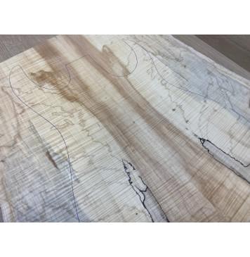 Клён Американский Волнистый заготовка на топ Радиал АА Волна ААА 18х230-200х505 мм - 2 шт. (книжкой) АКЦИЯ-12