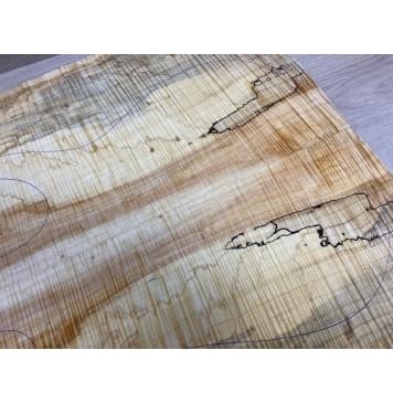 Клён Американский Волнистый заготовка на топ Радиал АА Волна ААА 18х230-200х505 мм - 2 шт. (книжкой) АКЦИЯ-3