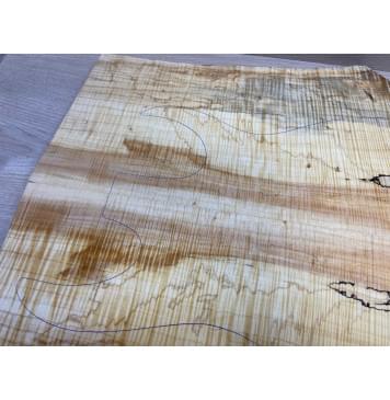 Клён Американский Волнистый заготовка на топ Радиал АА Волна ААА 18х230-200х505 мм - 2 шт. (книжкой) АКЦИЯ-4