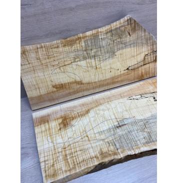 Клён Американский Волнистый заготовка на топ Радиал АА Волна ААА 18х230-200х505 мм - 2 шт. (книжкой) АКЦИЯ-7