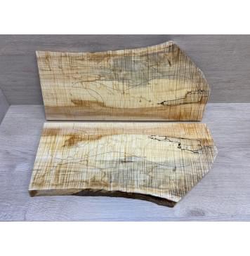 Клён Американский Волнистый заготовка на топ Радиал АА Волна ААА 18х230-200х505 мм - 2 шт. (книжкой) АКЦИЯ-8