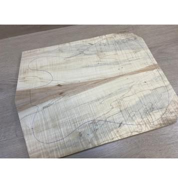 Клён Американский Волнистый заготовка на топ Смешанный АА Волна ААА 18х179х455-435 мм - 2 шт. (книжкой) АКЦИЯ-15