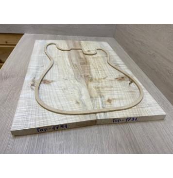 Клён Американский Волнистый заготовка на топ Смешанный АА Волна ААА 20х195х540 мм - 2 шт. (книжкой) АКЦИЯ-14