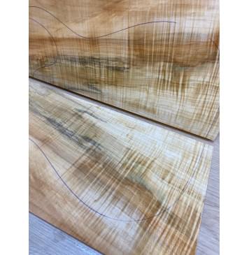 Клён Американский Волнистый заготовка на топ Смешанный АА Волна АА 19.5х190х530-475 мм - 2 шт. (книжкой) АКЦИЯ-9