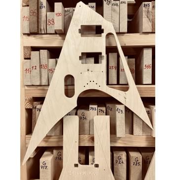 Шаблоны LTD Arrow-1000NT, (Кастом: вклеенный гриф, мензура 666мм), комплект для фрезеровки гитары, фанера 8мм-2