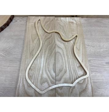 Ясень Белый заготовка на топ для Тревел гитары Тангент АА 9х146х405 мм - 2 шт.(книжкой)-0