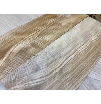 Ясень Оливковый Волнистый заготовка на топ для Тревел гитары Смешанный АА Волна АА 6х145х430 мм - 2 шт. (книжкой)-2