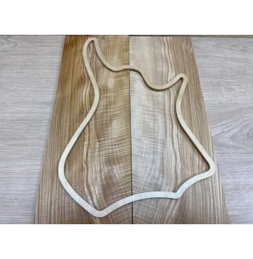 Ясень Оливковый Волнистый заготовка на топ для Тревел гитары Смешанный АА Волна АА 6х145х430 мм - 2 шт. (книжкой)-3