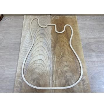 Ясень Оливковый Волнистый заготовка на топ Тангент ААА Волна АА 8х195х540 мм - 2 шт. (книжкой)-1