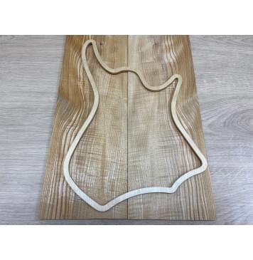 Ясень Оливковый Волнистый заготовка на топ для Тревел гитары Смешанный АА Волна АА 8,5х145х430 мм - 2 шт. (книжкой)-0