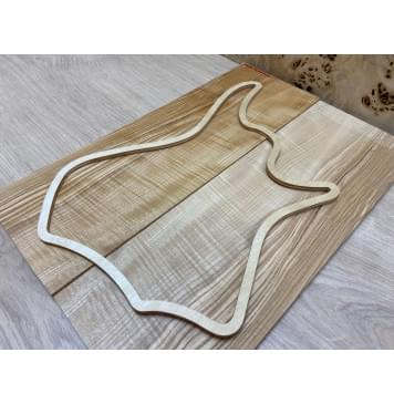 Ясень Оливковый Волнистый заготовка на топ для Тревел гитары Смешанный ААА Волна АА 7,5х145х430 мм - 2 шт. (книжкой)-2