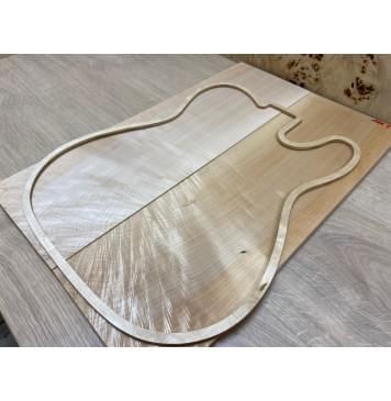 Клён Белый Явор, Волнистый заготовка на топ Смешанный АА Волна АА 9х165х510 мм - 2 шт. (книжкой)-0