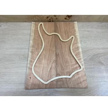 Вишня Американская Волнистая заготовка на топ для Тревел гитары Смешанный ААА Волна А 9х147х400 мм - 2 шт. (книжкой)-0